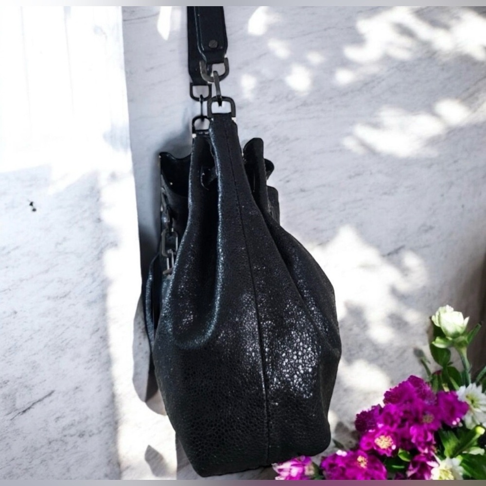 EUC Tory Burch Large Natalya Hobo Black Leather Snake/Bag - Picture 9 of 11